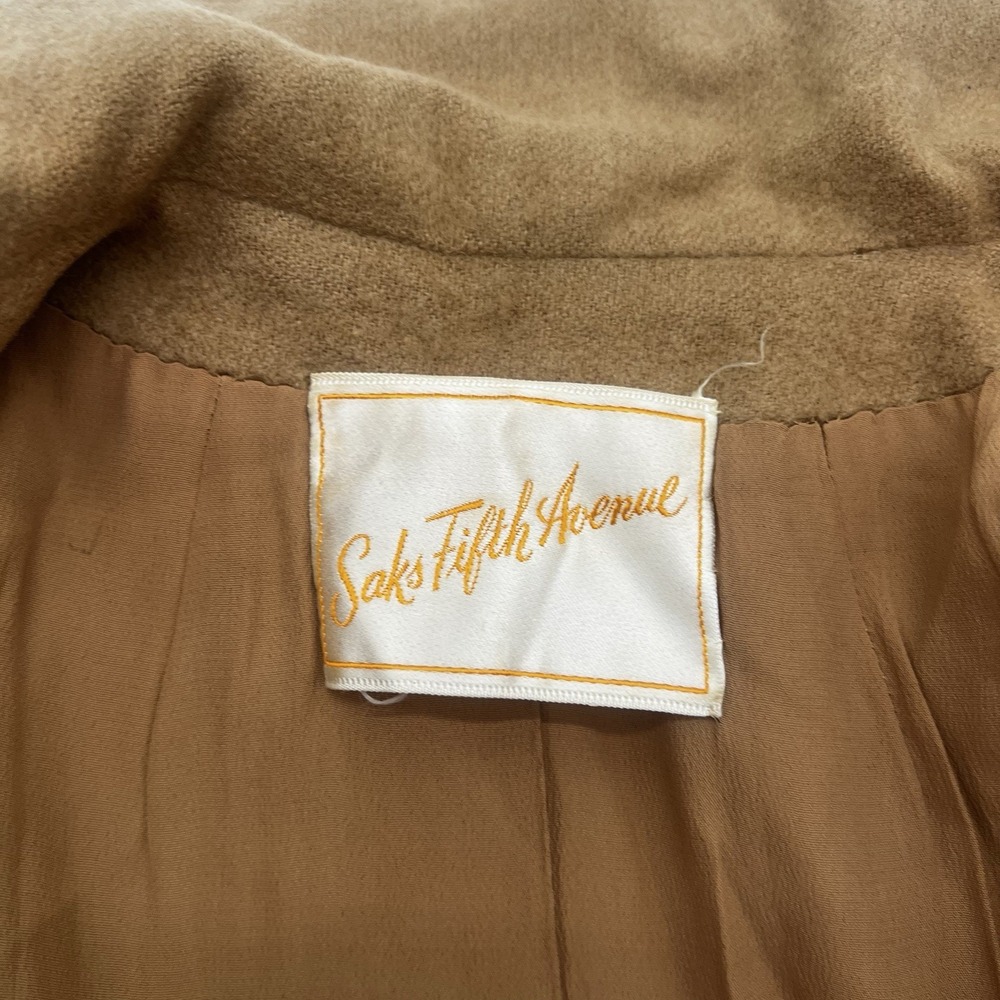 Vintage Saks Fifth Avenue 100% Camel Hair Skirt Suit‎ Tan Cropped Jacket 2pc Set - Picture 6 of 16